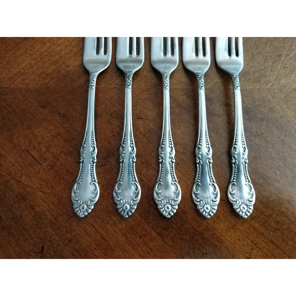 5x Antique Wm A Rogers A10 CARLTON 1898 Silverplate Cake Pastry Pie Fork 6.8